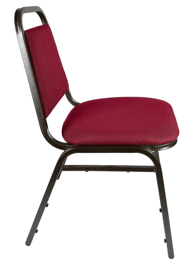 Chivari Burgundy Fabric Gold Vein Steel Frame Trapezoid Back 34" Banquet Chair CQTFBU4-ZF-T