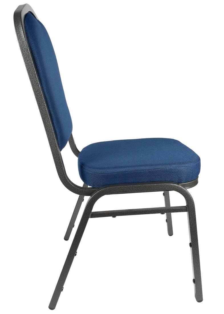 Chivari Navy Blue Fabric Silver Vein Steel Frame Crown Back Banquet Chair CQCFBLU-ZF-T