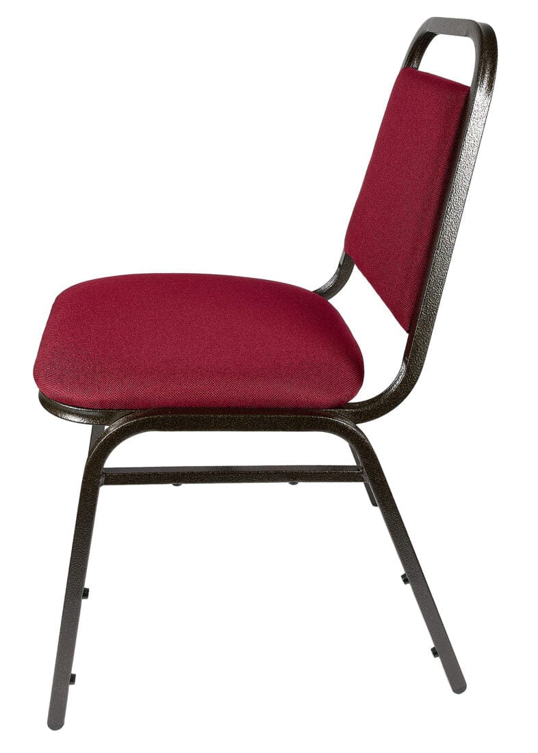 Chivari Burgundy Fabric Gold Vein Steel Frame Trapezoid Back 34" Banquet Chair CQTFBU4-ZF-T