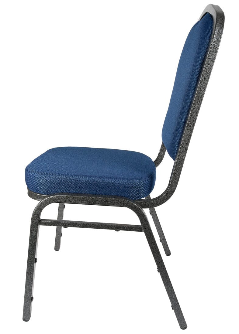 Chivari Navy Blue Fabric Silver Vein Steel Frame Crown Back Banquet Chair CQCFBLU-ZF-T