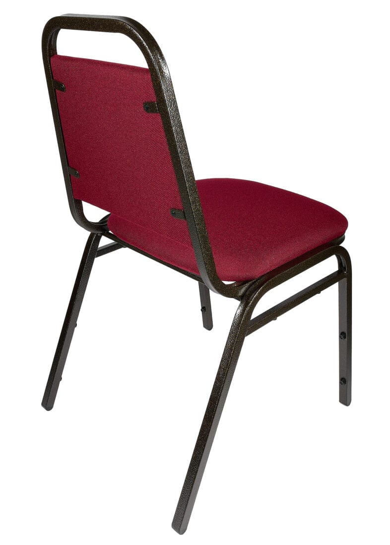 Chivari Burgundy Fabric Gold Vein Steel Frame Trapezoid Back 34" Banquet Chair CQTFBU4-ZF-T