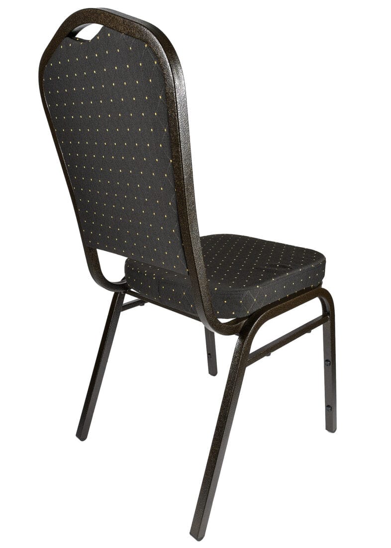 Chivari Black with Gold Dot Fabric Gold Vein Steel Frame Crown Back Banquet Chair CQCFBD-ZF-T