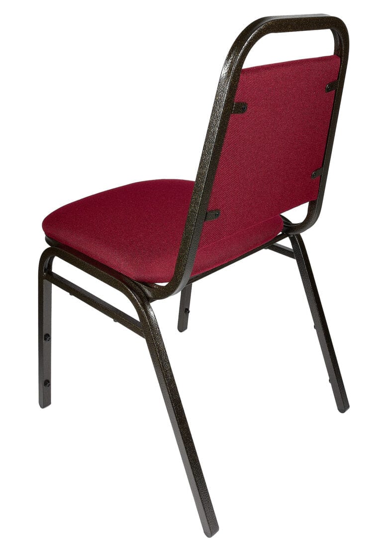 Chivari Burgundy Fabric Gold Vein Steel Frame Trapezoid Back 34" Banquet Chair CQTFBU4-ZF-T
