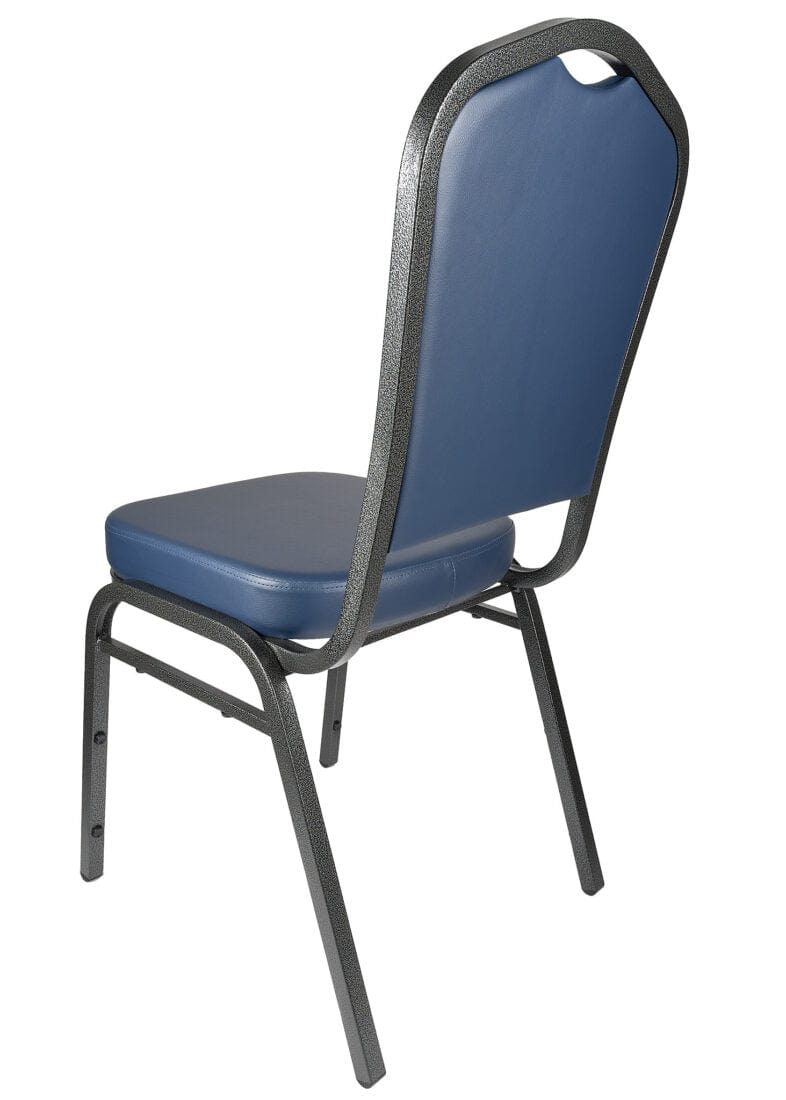 Chivari Navy Blue Vinyl Silver Vein Steel Frame Crown Back Banquet Chair CQCVBLU-ZF-T