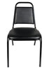 Chivari Black Vinyl Black Steel Frame Trapezoid Back 34" Banquet Chair CQTVB4-ZF-T