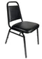 Chivari Scratch and Dent Black Vinyl Black Steel Frame Trapezoid Back 34" Banquet Chair CQTVB4-ZF-T-SD