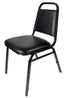 Chivari Scratch and Dent Black Vinyl Black Steel Frame Trapezoid Back 34" Banquet Chair CQTVB4-ZF-T-SD