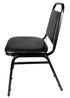 Chivari Scratch and Dent Black Vinyl Black Steel Frame Trapezoid Back 34" Banquet Chair CQTVB4-ZF-T-SD