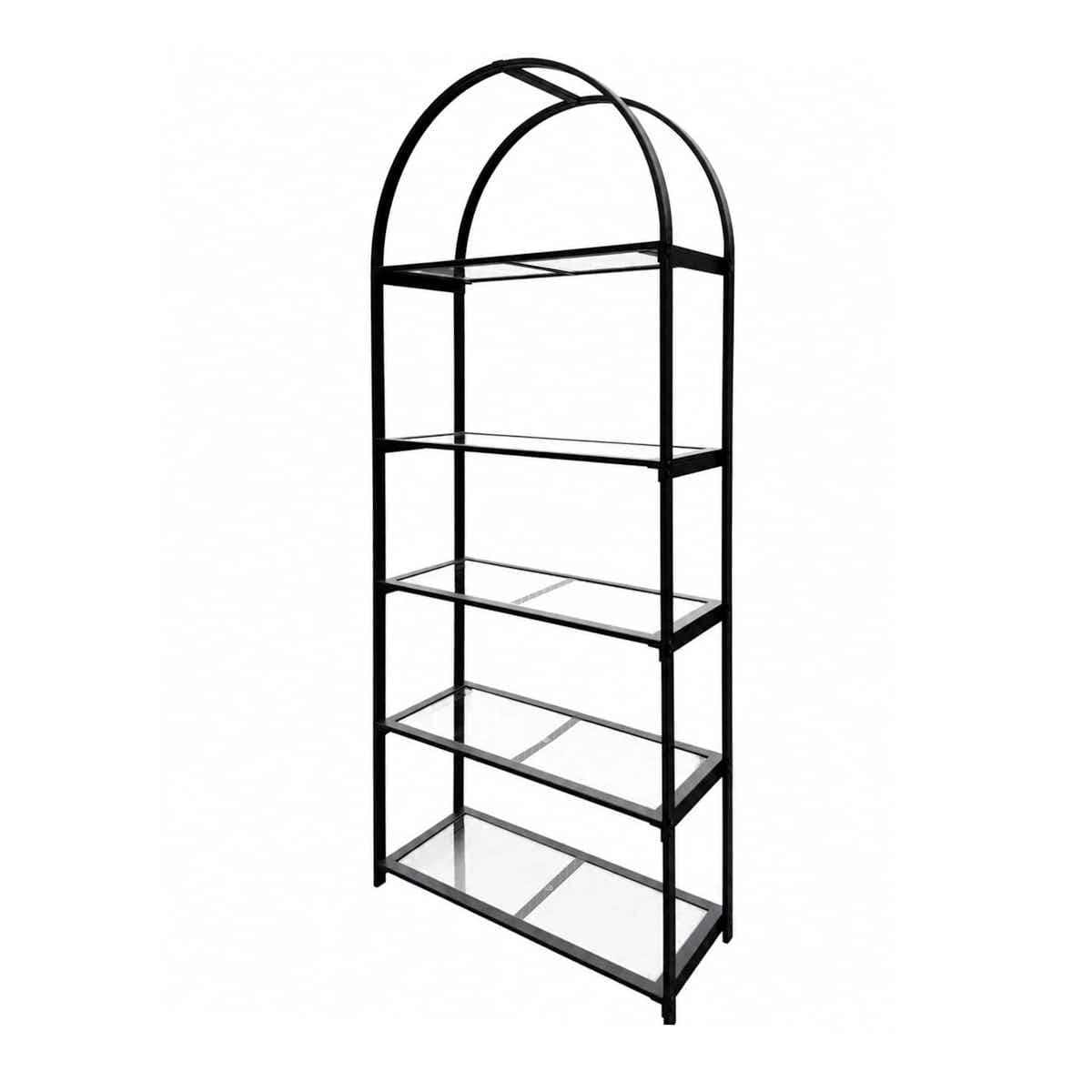 Chivari Black 84" Metal Back Bar 4 Tier with glass shelves BAR-BACK-MABLK-KT-AX
