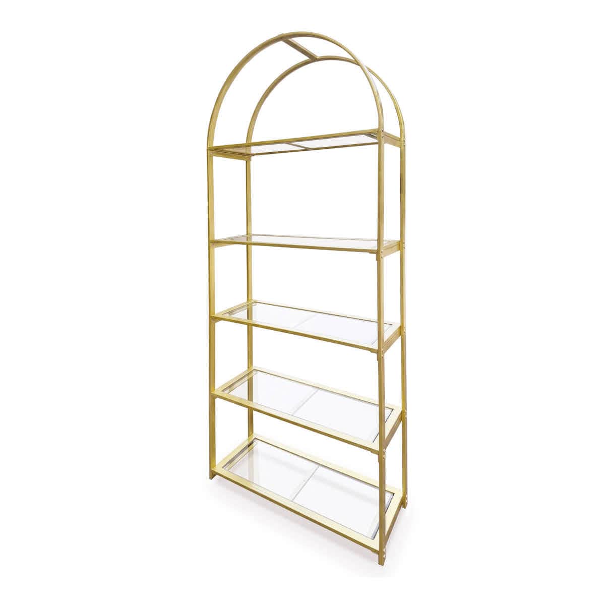 Chivari Gold 84" Metal Back Bar 4 Tier with glass shelves BAR-BACK-MAGLD-KT-AX