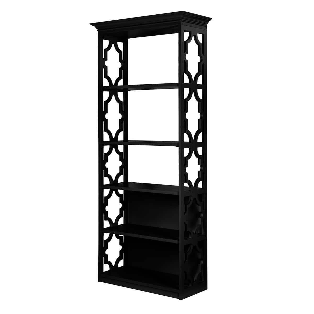 Chivari Black Back Bar Shelving Unit 88" Tall - Moroccan Style 4 Tiers BAR-BACK-MRBL-KT-AX
