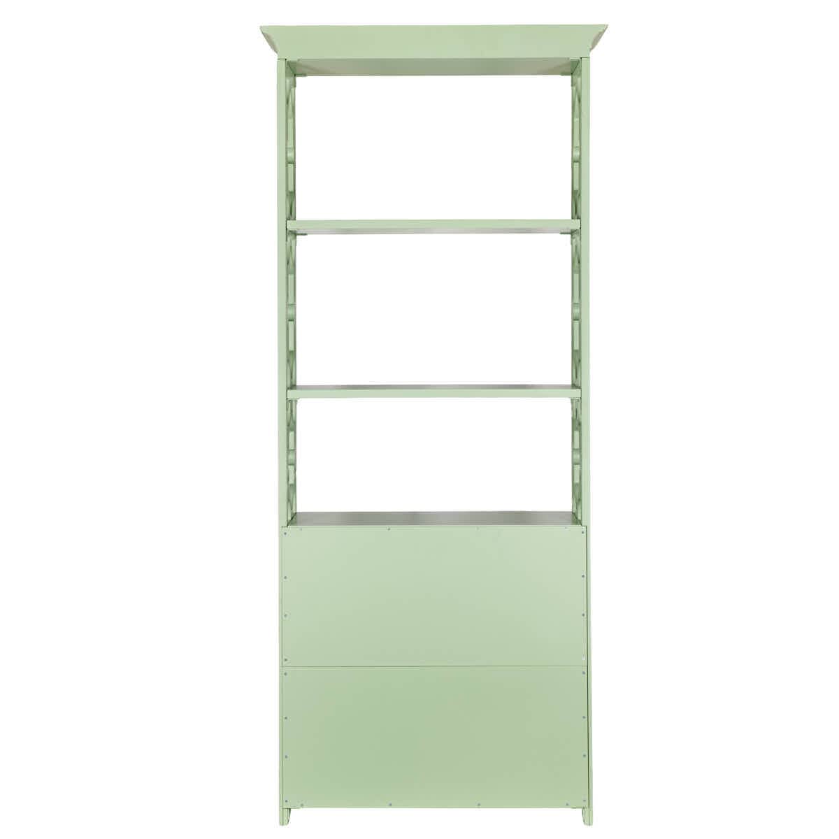 Chivari Sage Green Back Bar Shelving Unit 88" Tall - Moroccan Style 4 Tiers BAR-BACK-MRSG-KT-AX
