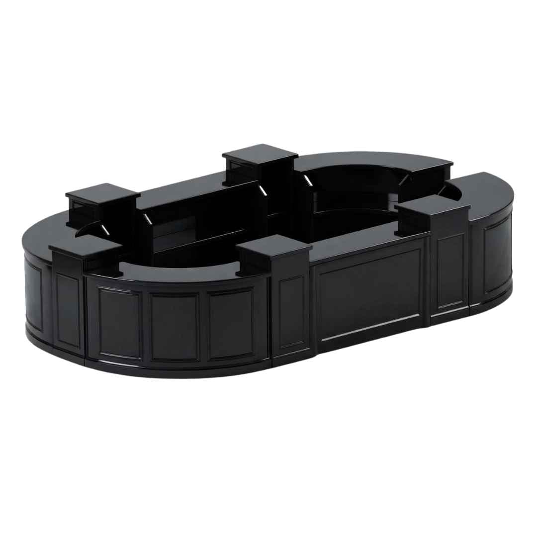 Grand Royale Bars 50' Black Portable Folding Bar - 11 Piece Set Three Panel Front - Long Island BAR-CFG-BLK-A2-KT