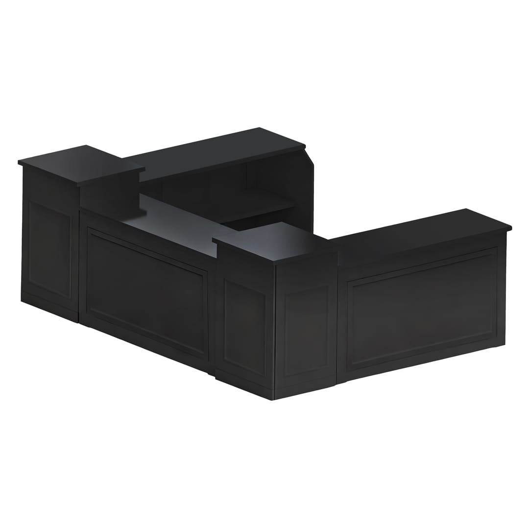 Chivari 22' Black Portable Folding Bar - 5 Piece Set Reversible Panel Front with Flush Top - Spritz BAR-CFG-BLK-E2FL-KT