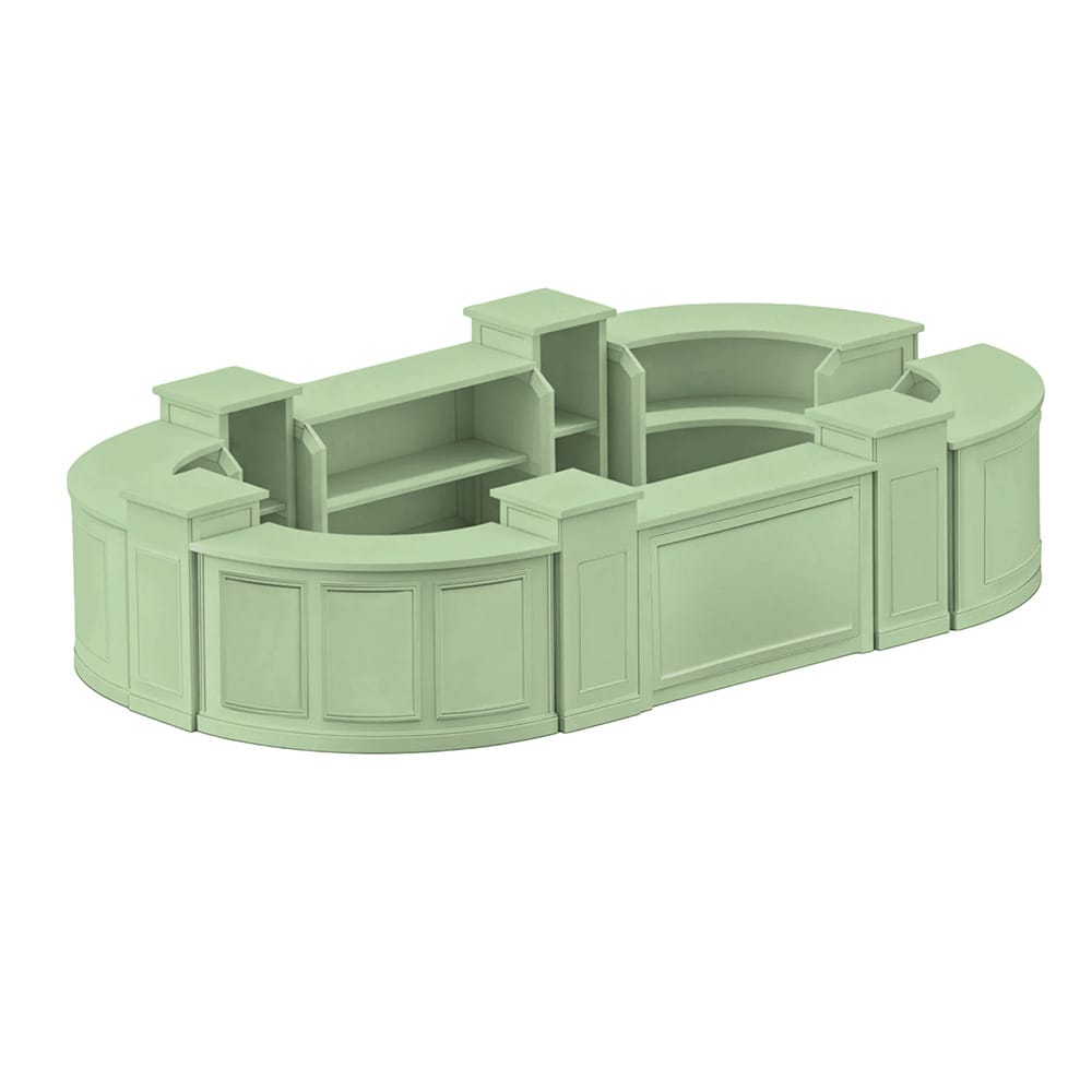 Chivari 50' Sage Green Portable Folding Bar - 11 Piece Set Three Panel Front - Long Island BAR-CFG-SG-A5-KT