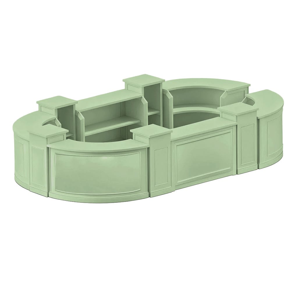 Chivari 50' Sage Green Portable Folding Bar - 11 Piece Set Single Panel Front - Long Island BAR-CFG-SG-A6-KT