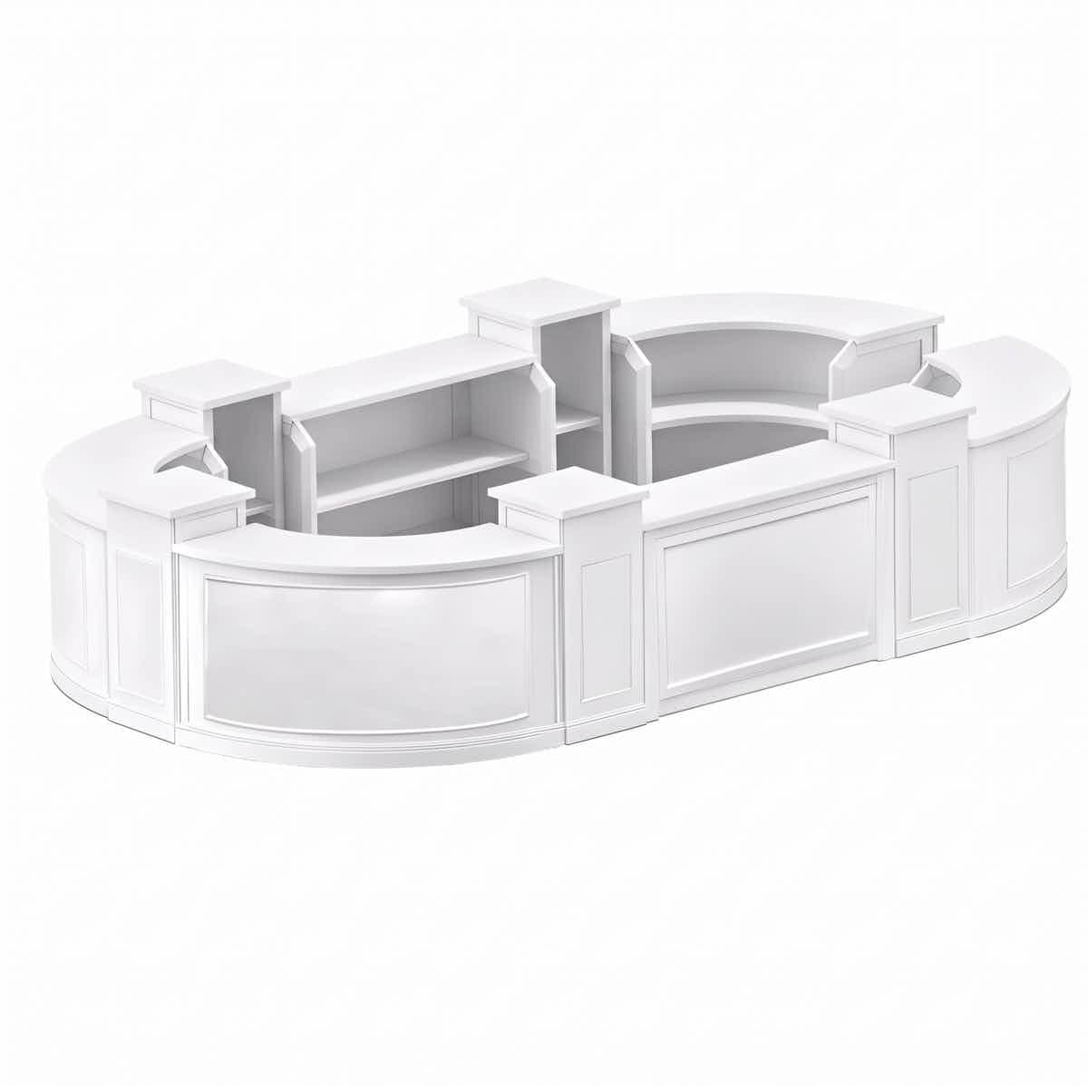 Grand Royale Bars 50' White Portable Folding Bar - 11 Piece Set Single Panel Front with Flush Top - Long Island BAR-CFG-WHT-A3FL-KT