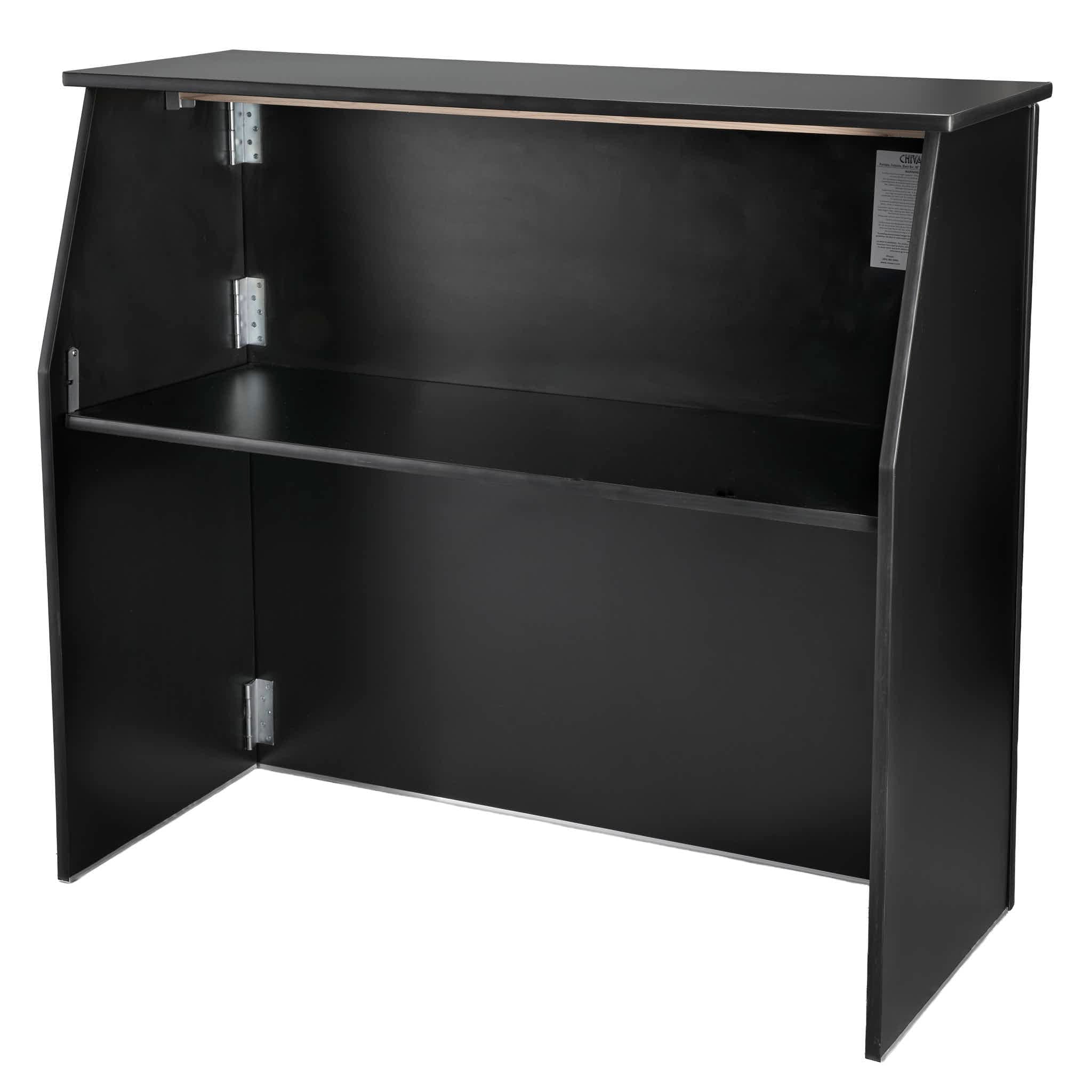 Chivari 42" Tall x 48" Long Black Portable Foldable Bar Laminate Surface BAR-FOLD-48-BLKVYL-AX-T