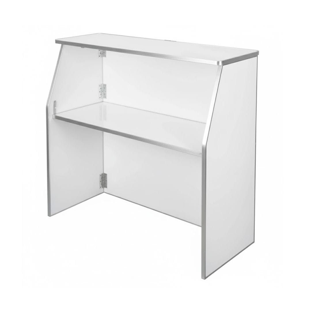 Chivari 42" Tall x 48" Long White Portable Folding Bar Laminate Surface Metal Edge BAR-FOLD-48-WHITE-AX-T