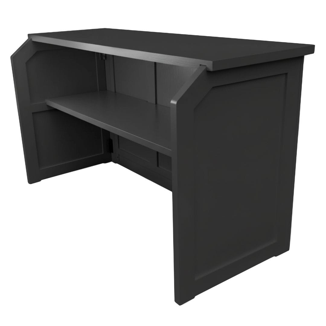 Grand Royale Bars 50' Black Portable Folding Bar - 11 Piece Set Three Panel Front - Long Island BAR-CFG-BLK-A2-KT