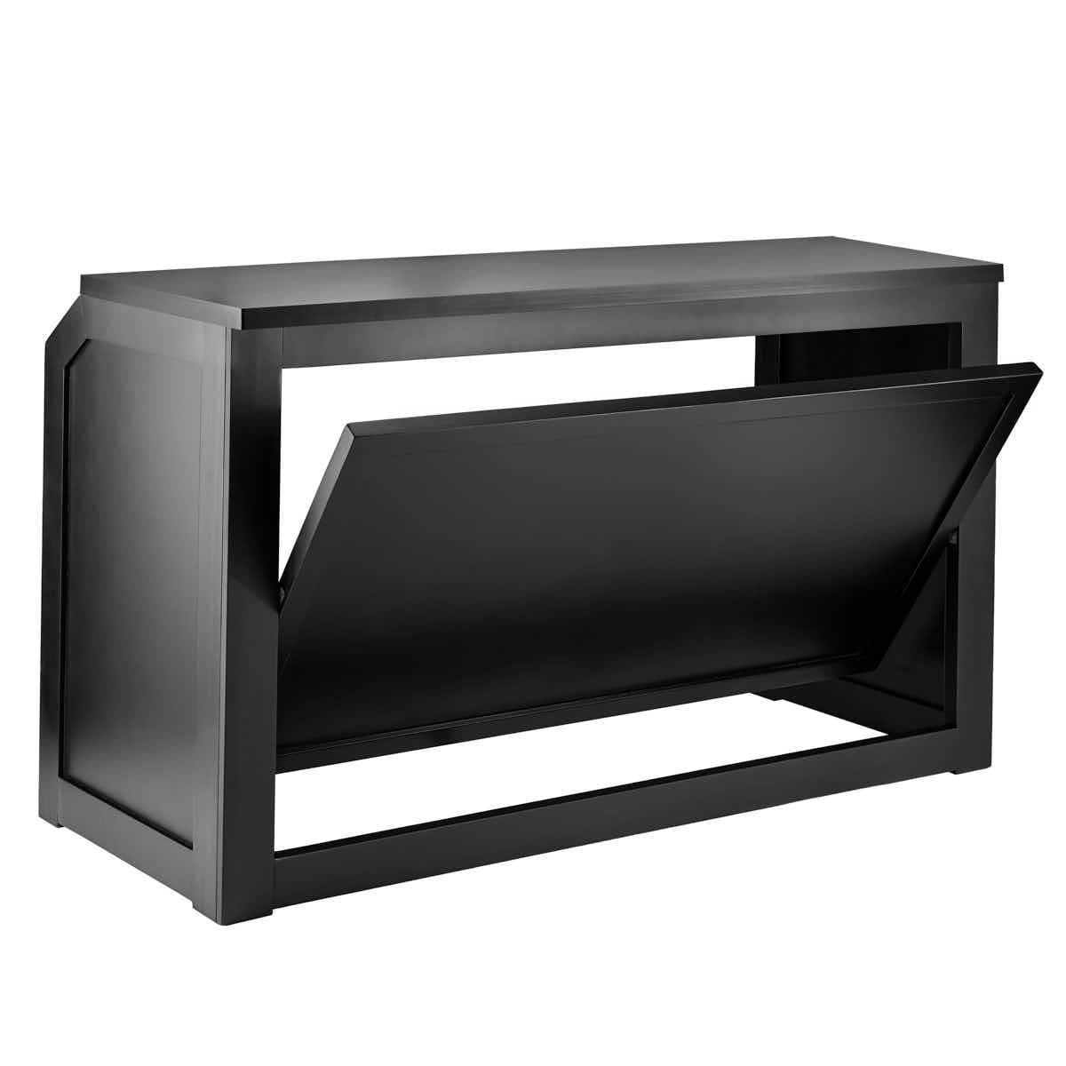 Chivari 6' Black Portable Folding Bar with HPL Reversible Front, Flush Top & Shelf BAR-FOLD-72KITFL-BLK-AX-T