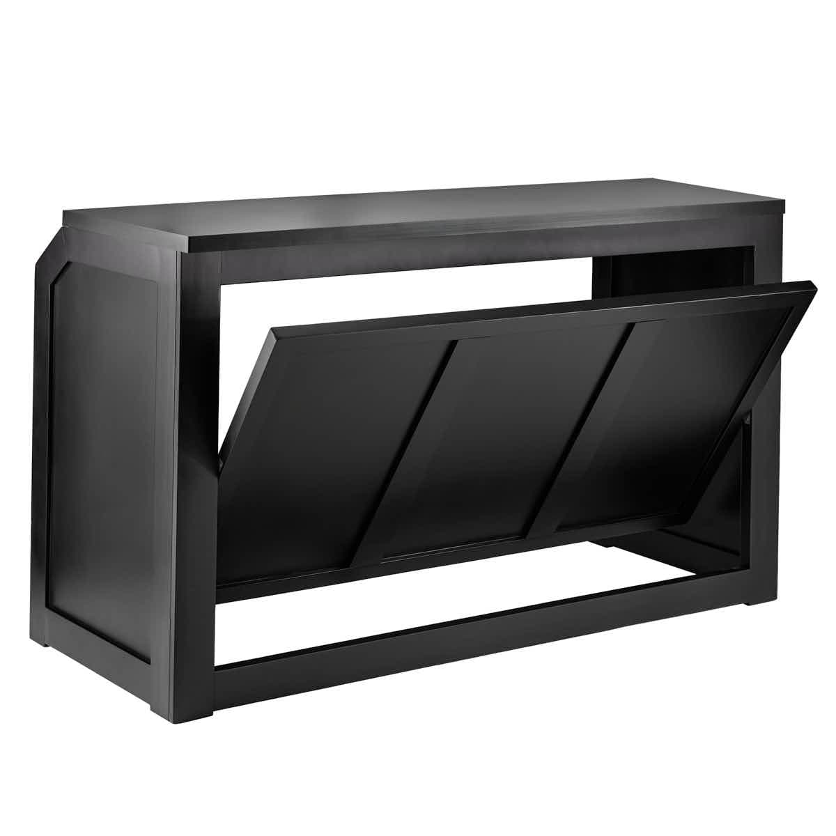 Chivari 6' Black Portable Folding Bar with HPL Reversible Front, Flush Top & Shelf BAR-FOLD-72KITFL-BLK-AX-T