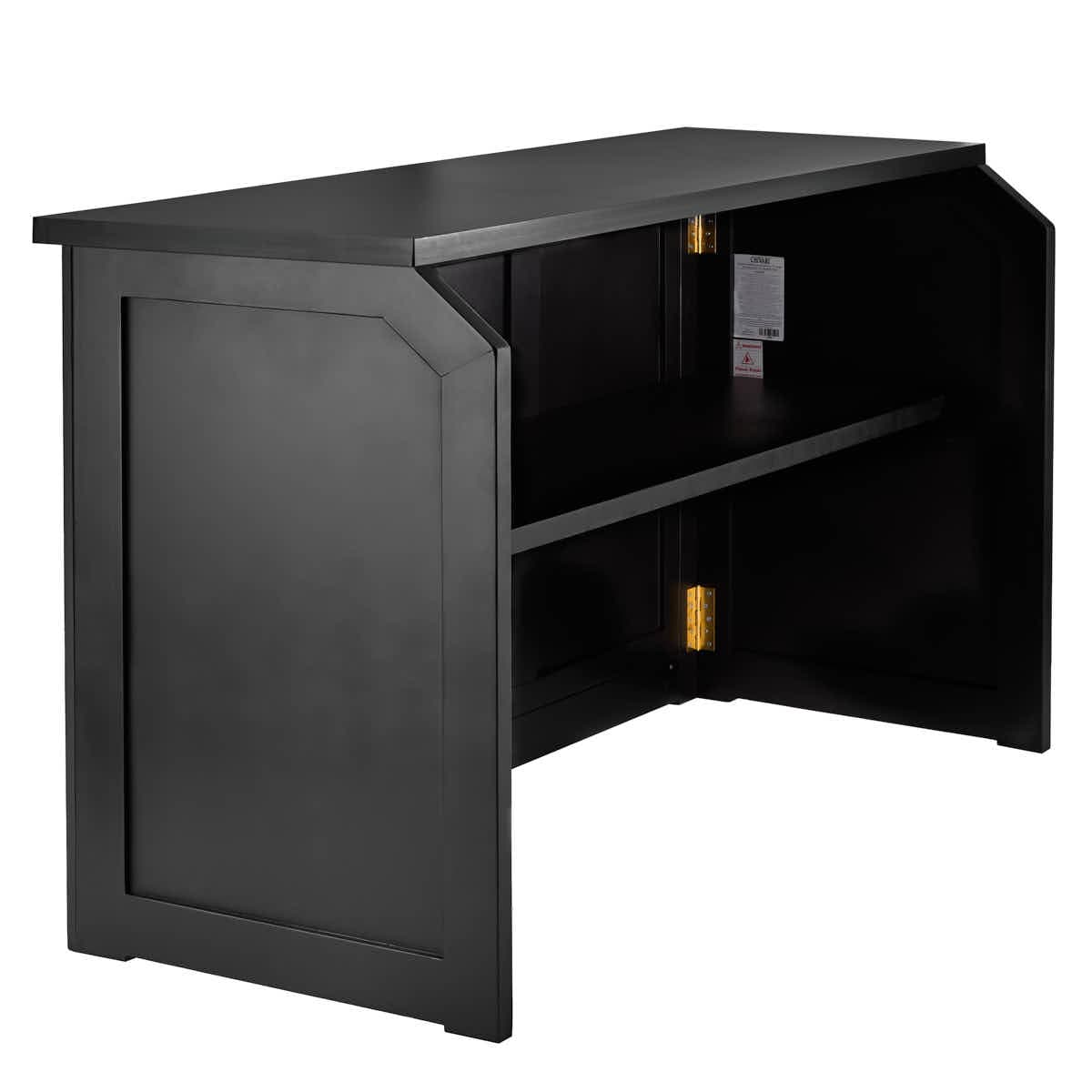 Chivari 6' Black Portable Folding Bar with HPL Reversible Front, Flush Top & Shelf BAR-FOLD-72KITFL-BLK-AX-T