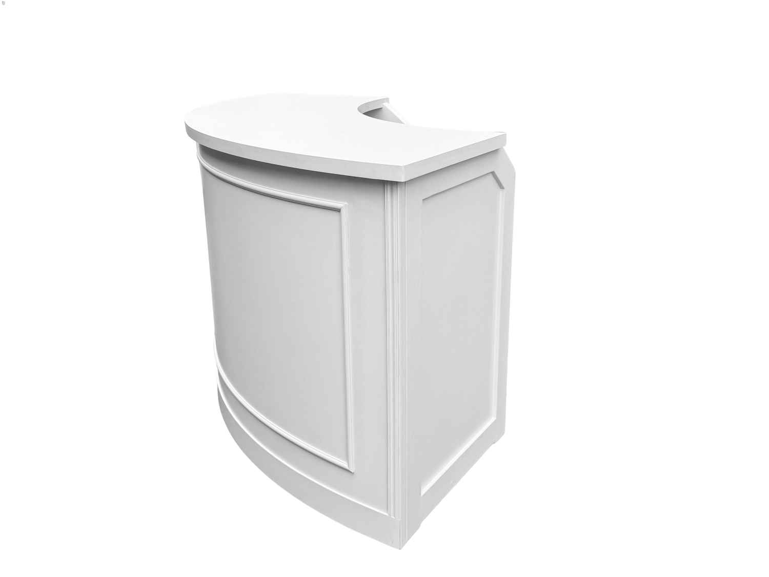 Grand Royale Bars 7' White Single Panel Quarter Round Serpentine Bar with HPL Top BAR-SERP-84KT-WHT-AX-T