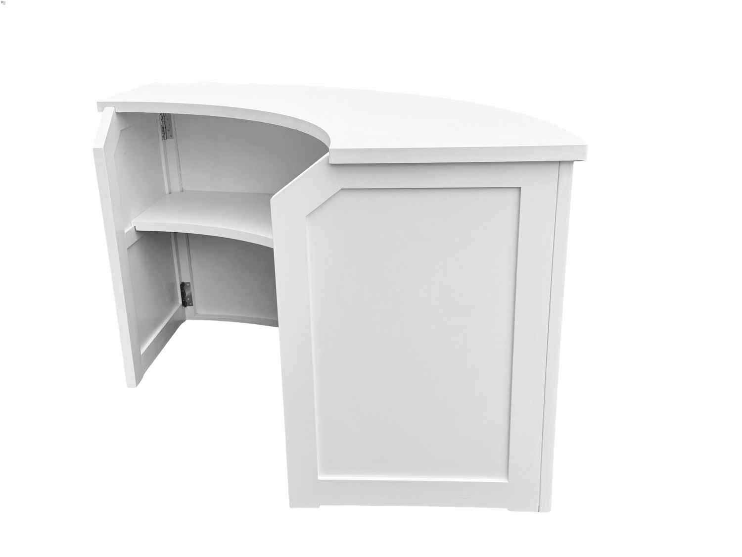 Grand Royale Bars 7' White Single Panel Quarter Round Serpentine Bar with HPL Top BAR-SERP-84KT-WHT-AX-T