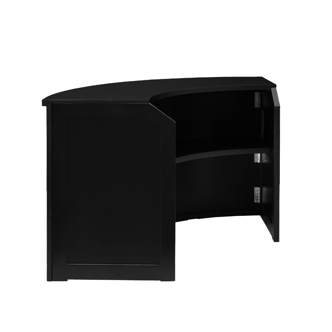 Grand Royale Bars 24' Black Portable Folding Bar - 5 Piece Set Single Panel Front with Flush Top - Mimosa BAR-CFG-BLK-F4FL-KT