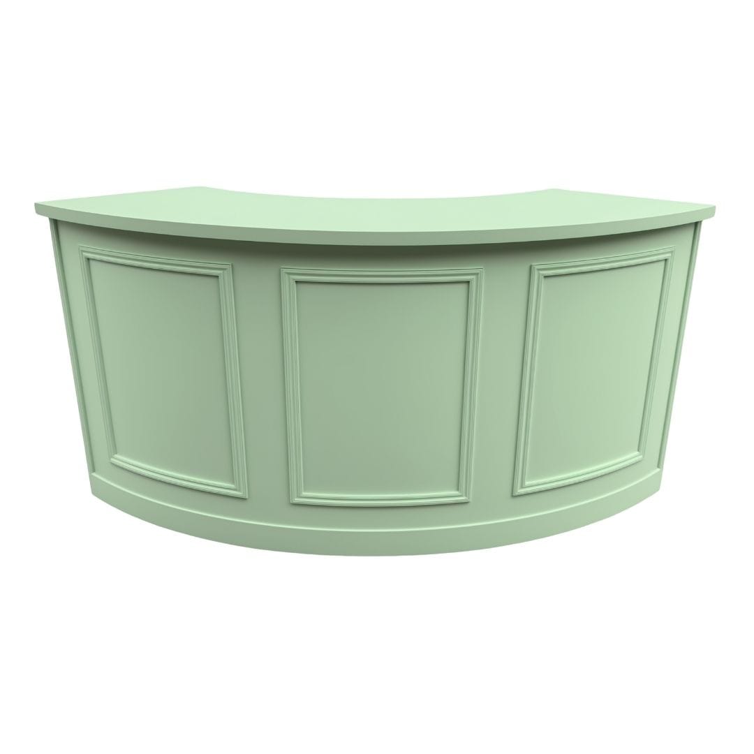 Chivari 7' Sage Green 3 Panel Quarter Round Serpentine Bar with HPL Top BAR-SERP3-84KT-SG-AX-T
