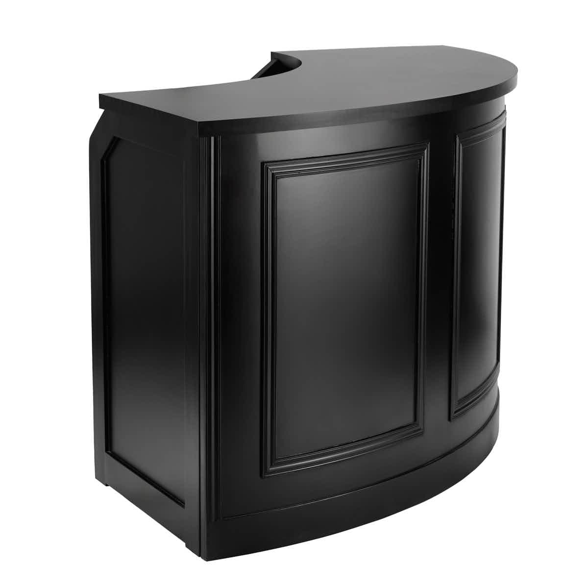 Chivari 7' Black 3 Panel Quarter Round Serpentine Bar with HPL Top BAR-SERP3-84KT-BLK-AX-T