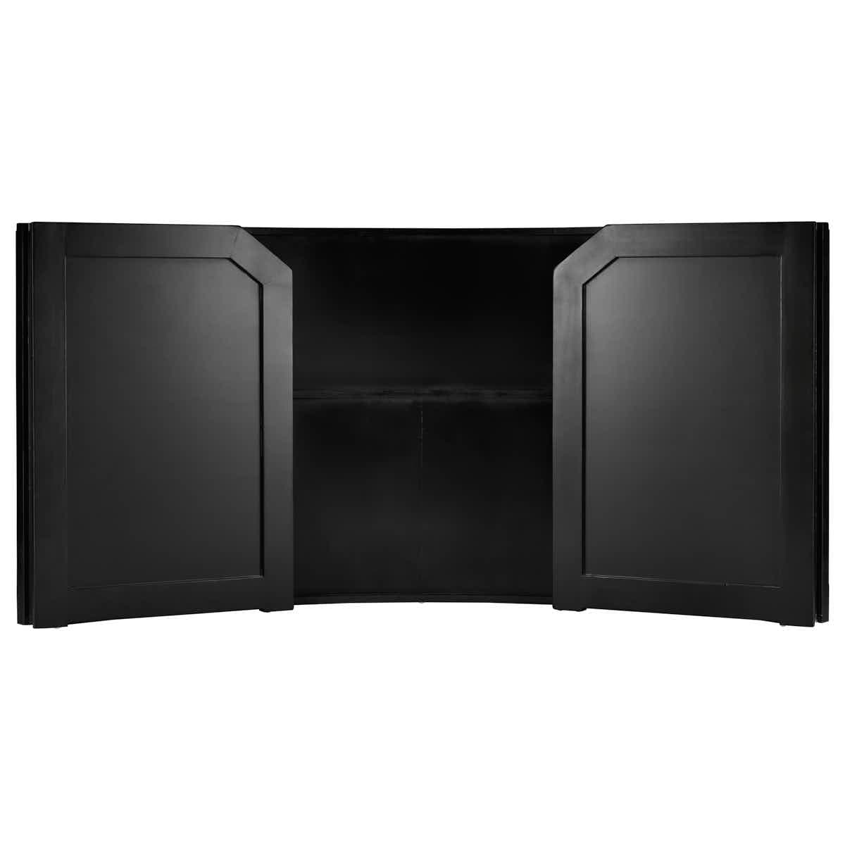 Chivari 7' Black 3 Panel Quarter Round Serpentine Bar with HPL Top BAR-SERP3-84KT-BLK-AX-T