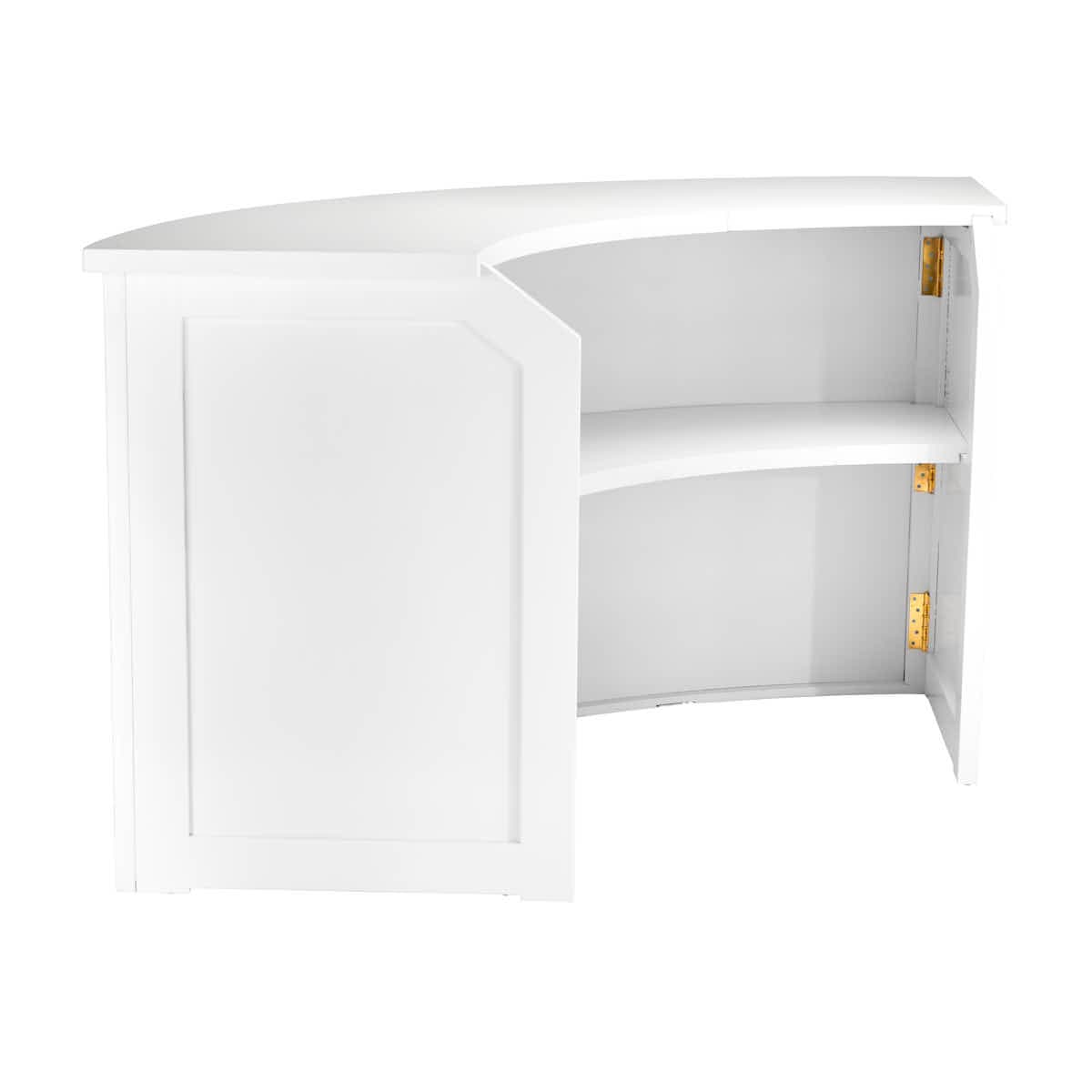 Chivari 7' White 3 Panel Quarter Round Serpentine Bar with HPL Top BAR-SERP3-84KT-WHT-AX-T