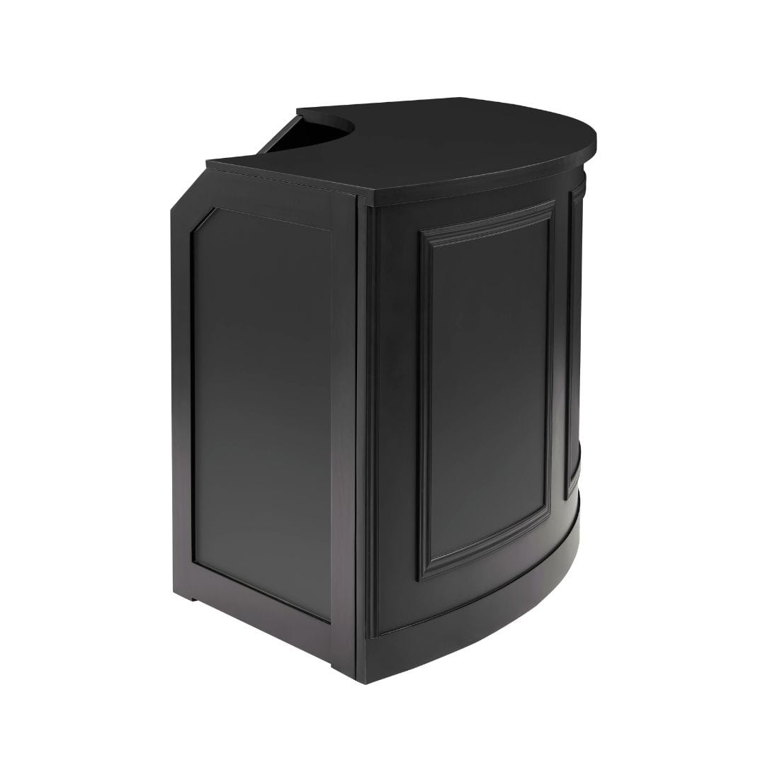 Chivari 7' Black 3 Panel Quarter Round Serpentine Bar with HPL Flush Top BAR-SERP3-84KTFL-BLK-AX-T