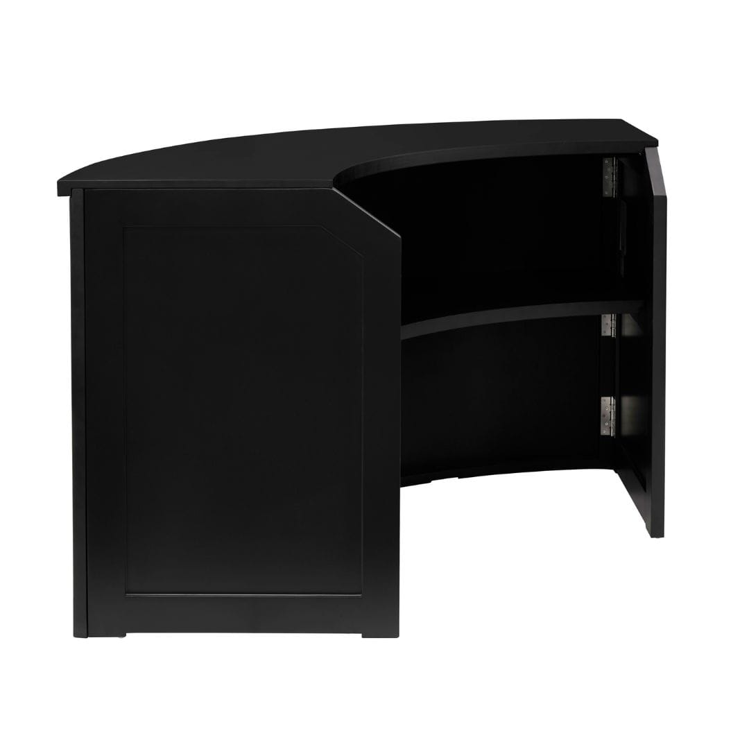 Chivari 7' Black 3 Panel Quarter Round Serpentine Bar with HPL Flush Top BAR-SERP3-84KTFL-BLK-AX-T