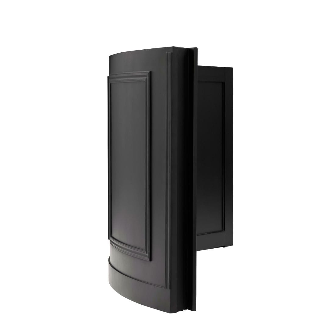 Chivari 7' Black 3 Panel Quarter Round Serpentine Bar with HPL Flush Top BAR-SERP3-84KTFL-BLK-AX-T