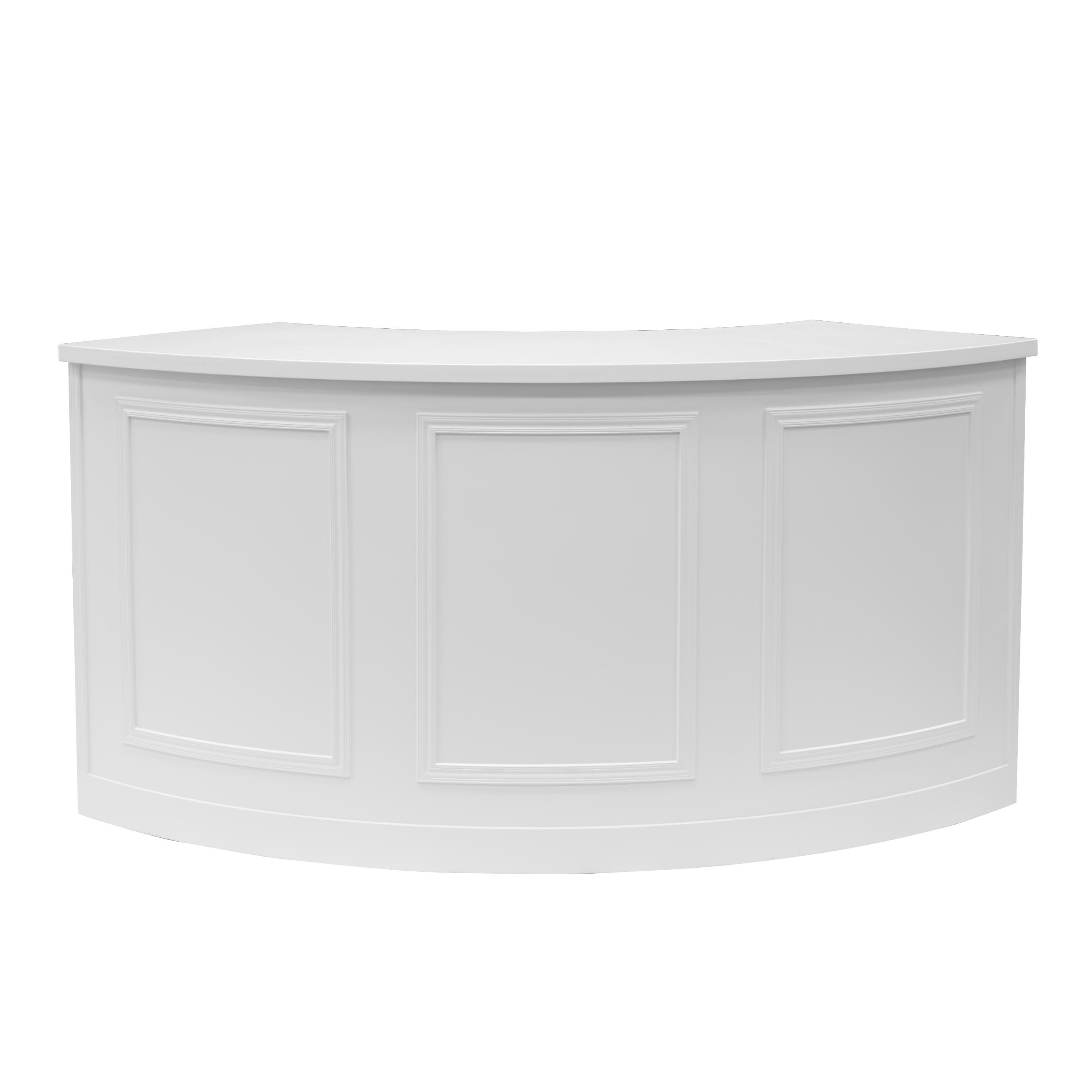 Chivari 7' White 3 Panel Quarter Round Serpentine Bar with HPL Flush Top BAR-SERP3-84KTFL-WHT-AX-T
