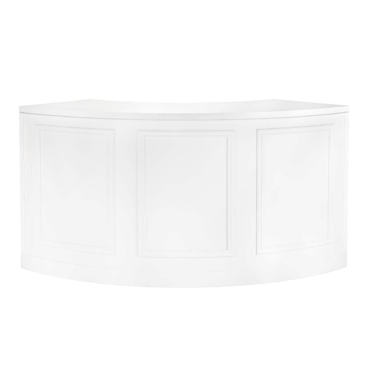 Chivari 7' White 3 Panel Quarter Round Serpentine Bar with HPL Flush Top BAR-SERP3-84KTFL-WHT-AX-T