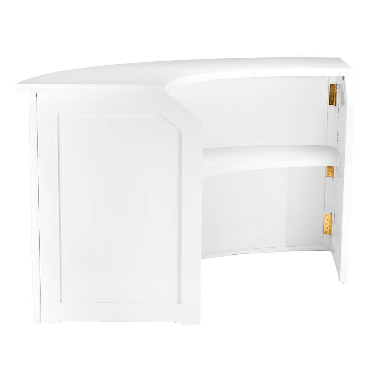 Chivari 7' White 3 Panel Quarter Round Serpentine Bar with HPL Flush Top BAR-SERP3-84KTFL-WHT-AX-T