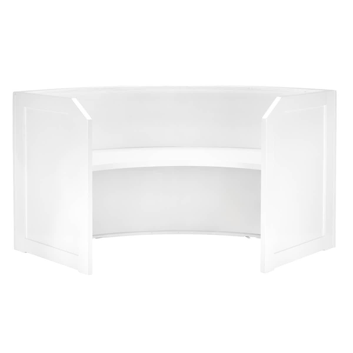 Chivari 7' White 3 Panel Quarter Round Serpentine Bar with HPL Flush Top BAR-SERP3-84KTFL-WHT-AX-T