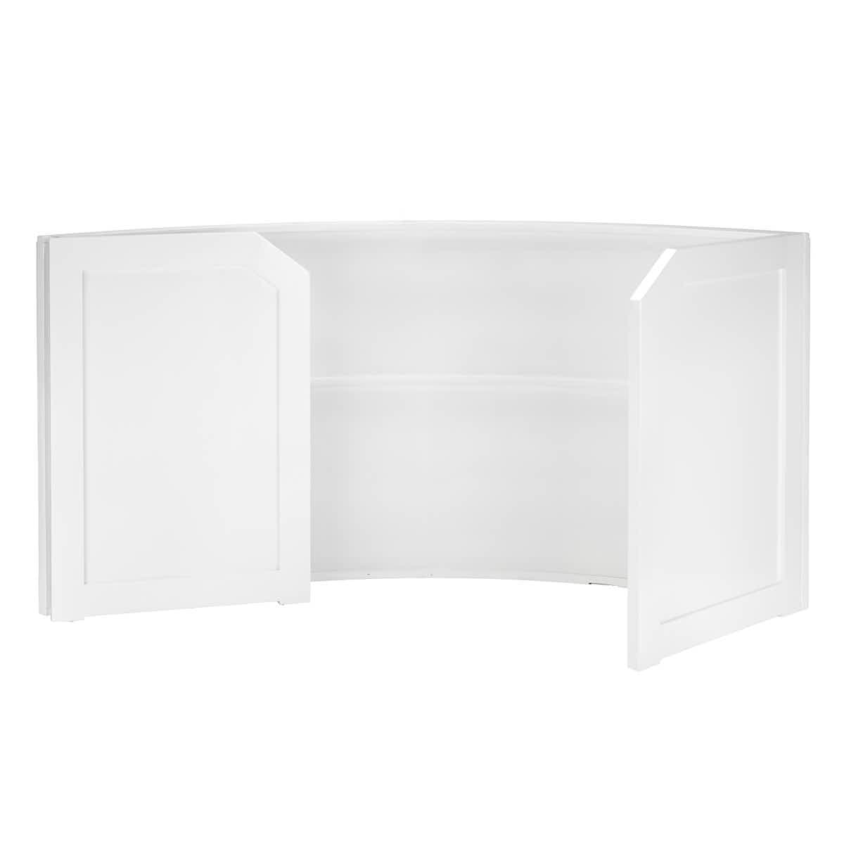 Chivari 7' White 3 Panel Quarter Round Serpentine Bar with HPL Flush Top BAR-SERP3-84KTFL-WHT-AX-T