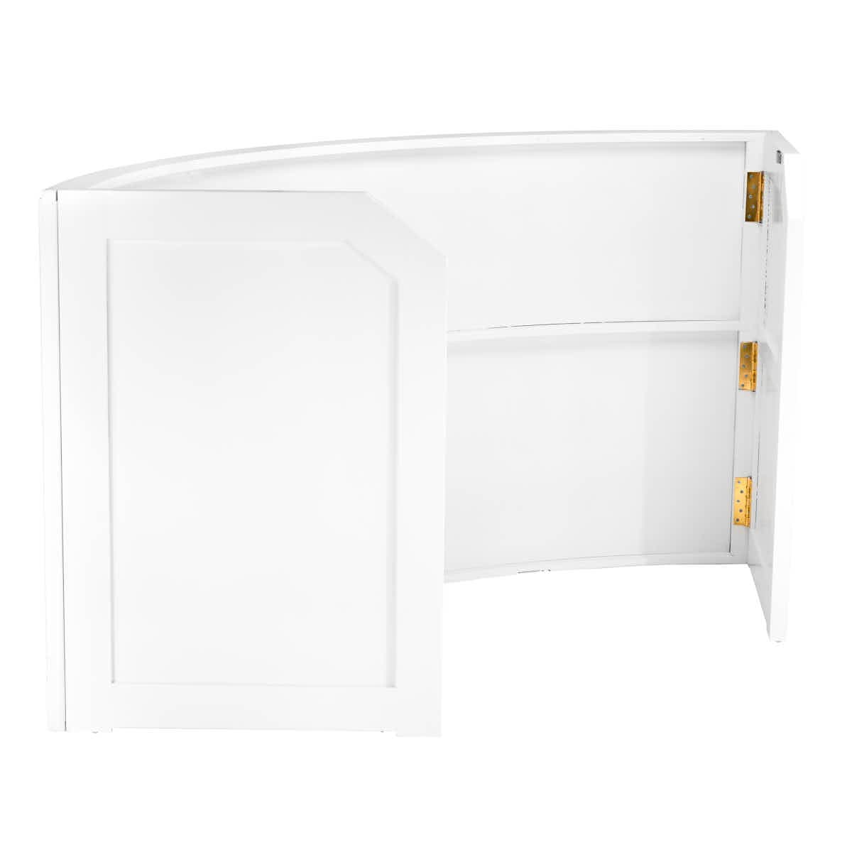Chivari 7' White 3 Panel Quarter Round Serpentine Bar with HPL Flush Top BAR-SERP3-84KTFL-WHT-AX-T