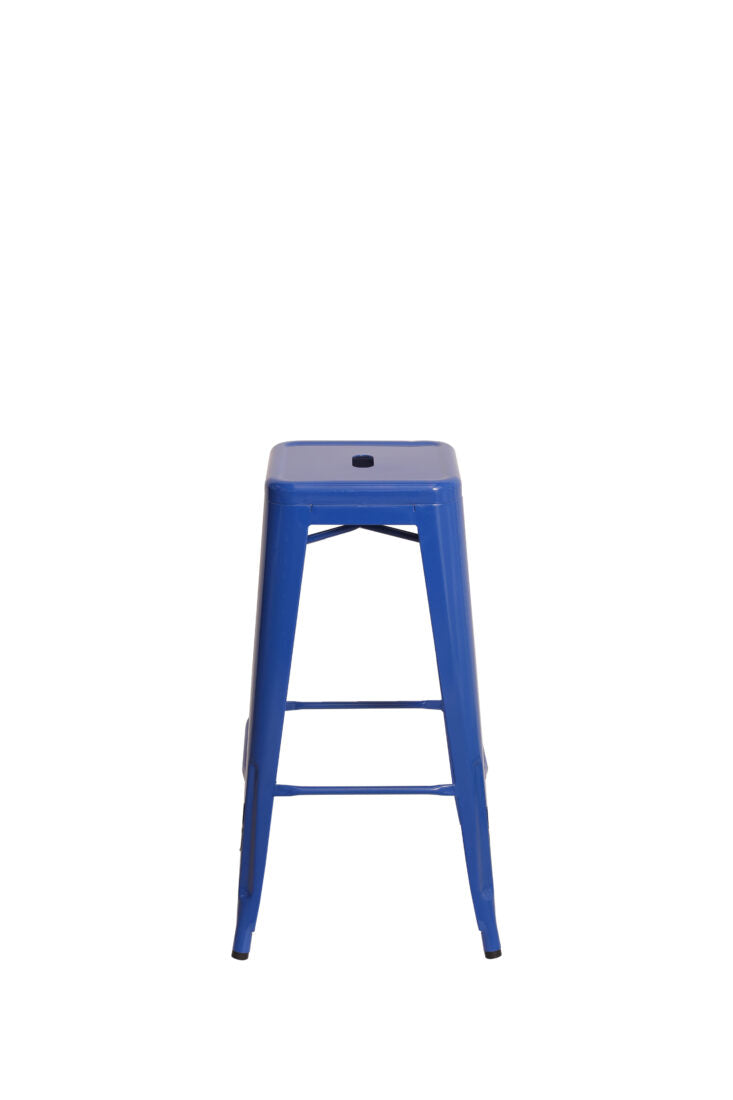 Blue High Gloss Steelix Tolix Metal Barstool / No Back BTMBLU-AX-T