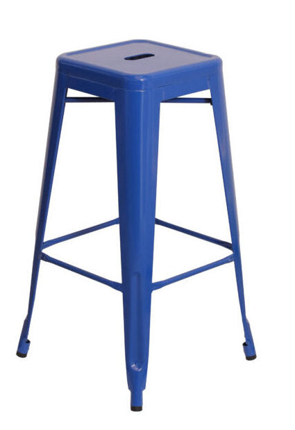 Blue High Gloss Steelix Tolix Metal Barstool / No Back BTMBLU-AX-T