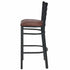Chivari Ladder Back Bar Stool with Black Frame and Brown Vinyl Seat BLMBVBR-ZF-KT