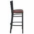 Chivari Ladder Back Bar Stool with Black Frame and Brown Vinyl Seat BLMBVBR-ZF-KT
