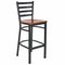 Chivari Ladder Back Bar Stool with Black Frame and Cherry Wood Seat BLMBWCW-ZF-KT