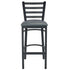 Chivari Ladder Back Bar Stool with Black Frame and Dark Gray Vinyl Seat BLMBVDG-ZF-KT