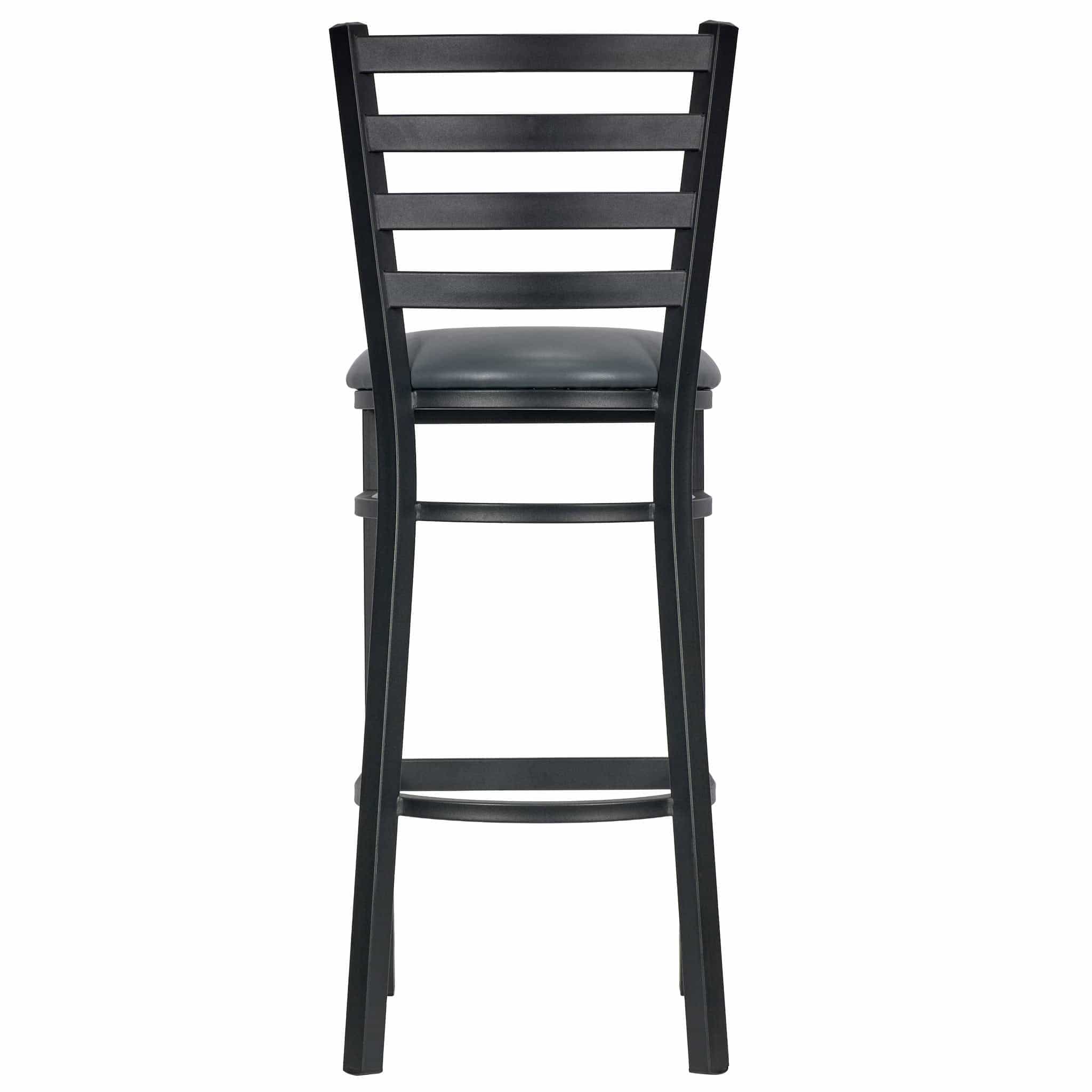 Chivari Ladder Back Bar Stool with Black Frame and Dark Gray Vinyl Seat BLMBVDG-ZF-KT